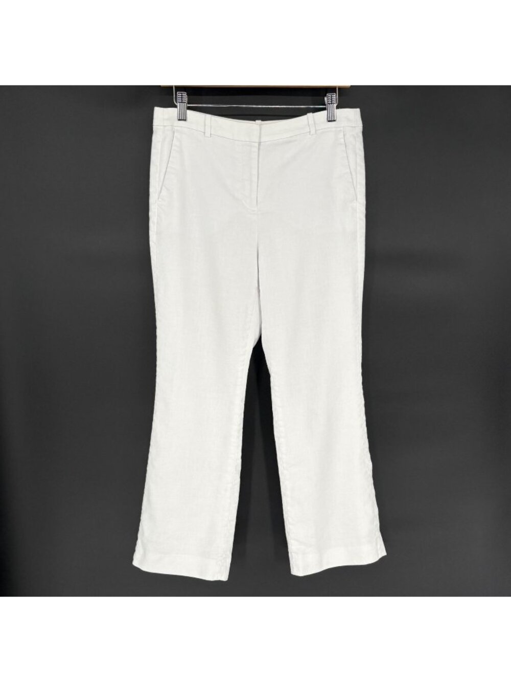 J.Crew Kaya Pants in Stretch Linen Blend Womens 6 White Cropped Kick Flare CI425